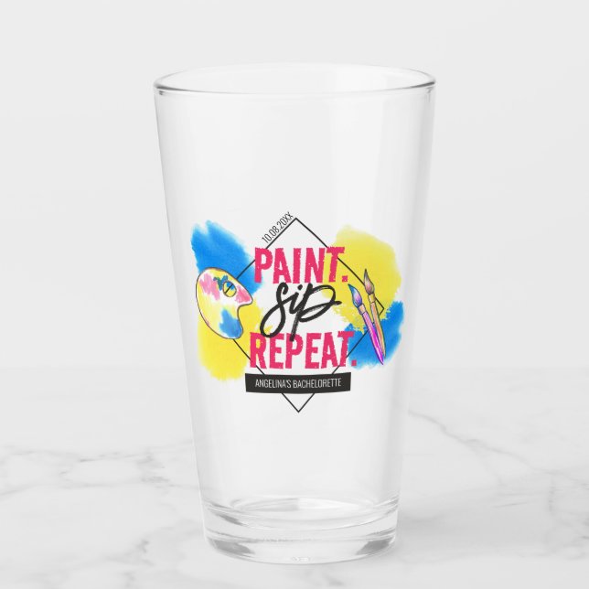 Bachelorette Paint und Sip Danke Gastgeschenk Glas (Vorderseite)