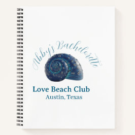 Bachelorette party beach club blue sea shell name  notizbuch