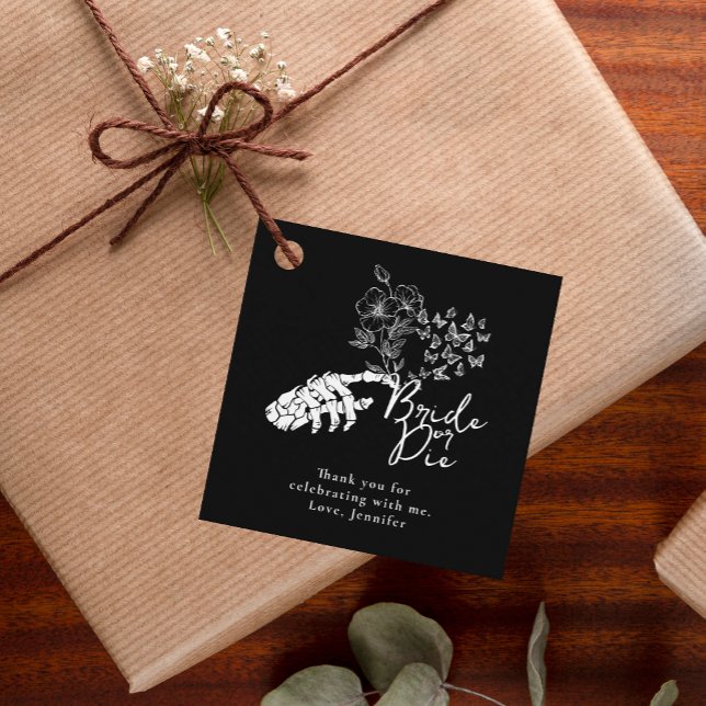 Bachelorette Party Black Gothic Floral Thank You Geschenkanhänger (Von Creator hochgeladen)