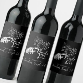 Bachelorette Party Bride or Die Floral Gothic Weinetikett