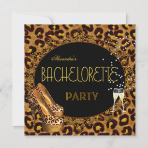 Bachelorette Party Gold Leopard Black Shoes 5 Einladung