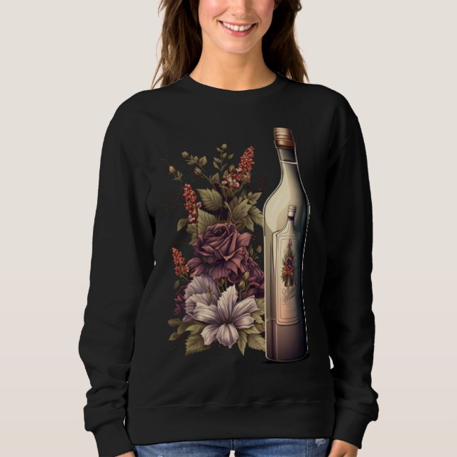 Bachelorette Party Wine Bridal Flowers Bride Bride Sweatshirt (Vorderseite)