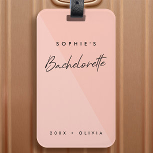 Bachelorette Peach Pink Minimalistische moderne Gepäckanhänger