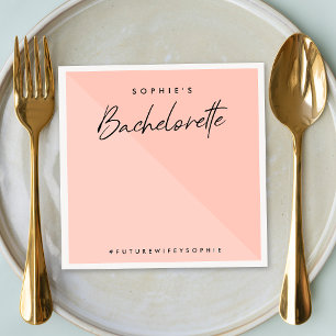 Bachelorette Peach Pink   Minimalistische moderne  Serviette