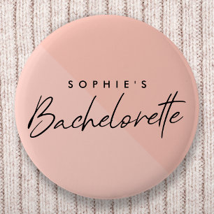 Bachelorette Peach Pink   Minimalistische Pastelle Button