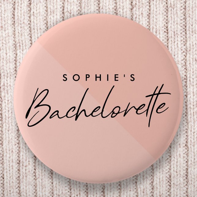 Bachelorette Peach Pink | Minimalistische Pastelle Button (Von Creator hochgeladen)