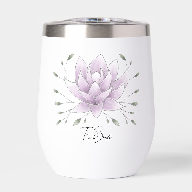 Bachelorette Personalisiert Pink Lotus Wasser Flas (Vorderseite)