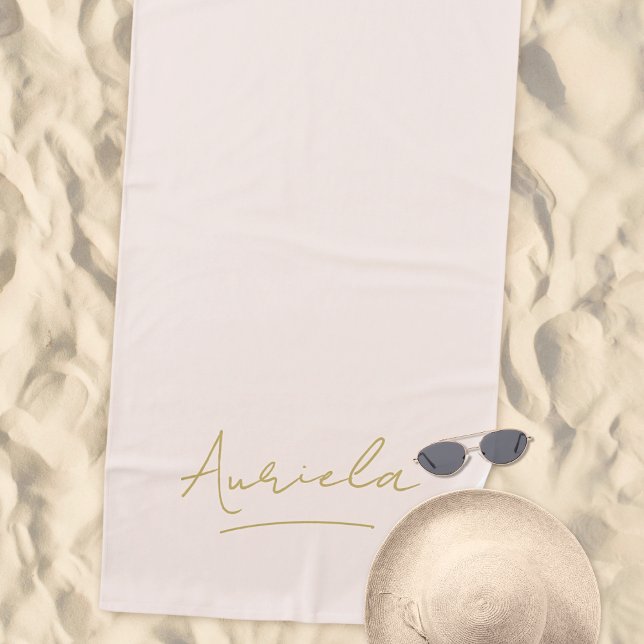 Bachelorette Pink Minimalistisch Moderne Signatur Strandtuch (Von Creator hochgeladen)