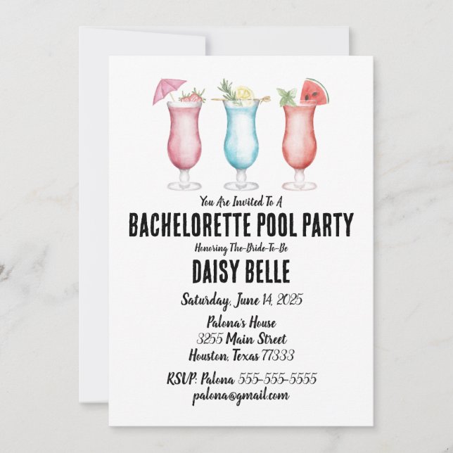 Bachelorette Pool Party Einladung (Vorderseite)
