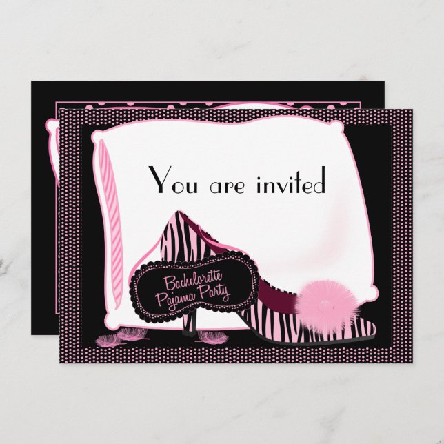 Bachelorette Pyjama-Party Einladung (Vorne/Hinten)