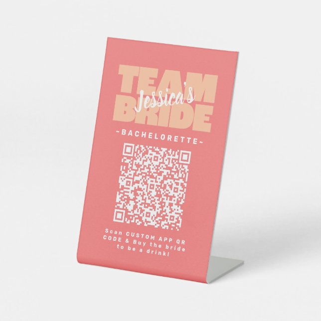 Bachelorette QR Code Kaufen Drink Team Bridge Peac Sockelschild (Vorderseite)