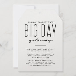 Bachelorette - Reise Schwarz-weiß Einladung