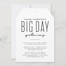 Bachelorette - Reise Schwarz-weiß Einladung