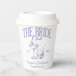 Bachelorette Retro Cocktail Lila Bridge Pappbecher