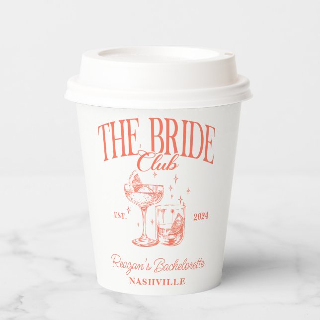 Bachelorette Retro Cocktail Orange Brie Pappbecher (Vorderseite)