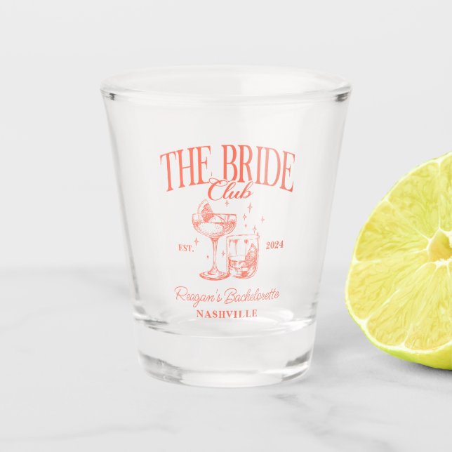 Bachelorette Retro Cocktail Orange Brie Schnapsglas (Vorderseite)