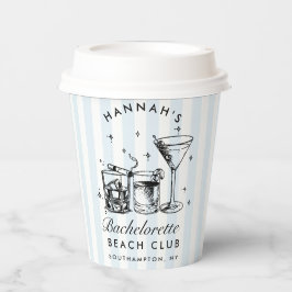 Bachelorette Retro Modern Blue & Black Streifen Pappbecher