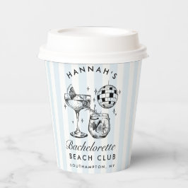 Bachelorette Retro Modern Blue & Black Streifen Pappbecher