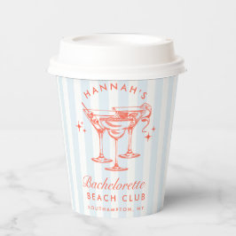Bachelorette Retro Modern Blue & Red Streifen Pappbecher