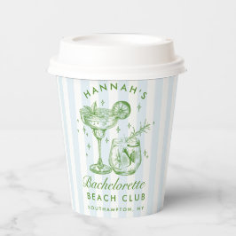 Bachelorette Retro Moderne blaue und grüne Streife Pappbecher