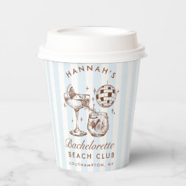 Bachelorette Retro Moderne Blauen und braune Strei Pappbecher
