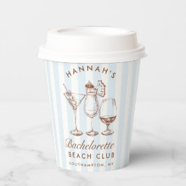 Bachelorette Retro Moderne Blauen und braune Strei Pappbecher