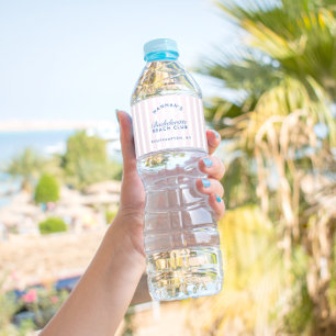 Bachelorette Retro Moderne Marine & Pink Personali Wasserflaschenetikett