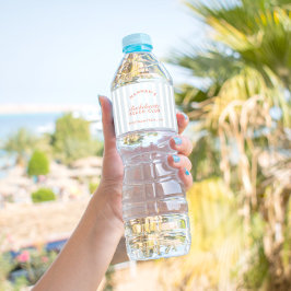 Bachelorette Retro Moderne Rot & Blau Personalisie Wasserflaschenetikett