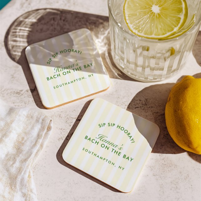 Bachelorette Retro Modernes Gelb & Grün Getränkeuntersetzer (Bachelorette Retro Modern Yellow & Green Beverage Coaster)