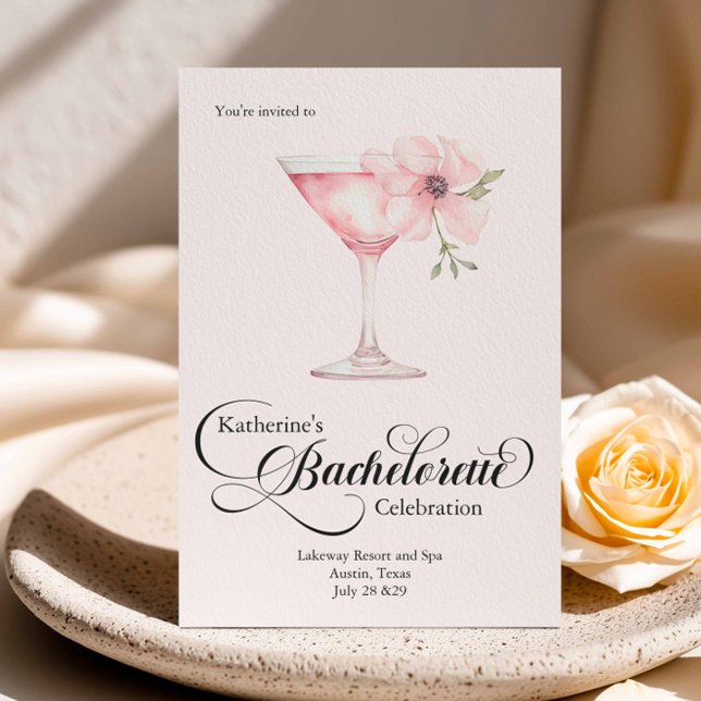 Bachelorette Rosa Blumencocktail Wellness-Center T Einladung (Von Creator hochgeladen)
