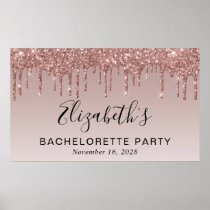 Bachelorette Rose Gold Glitzer Poster