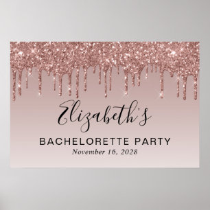 Bachelorette Rose Gold Glitzer Poster
