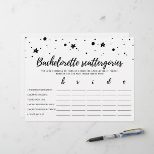 Bachelorette Scattergories editierbares Bridal-Spi