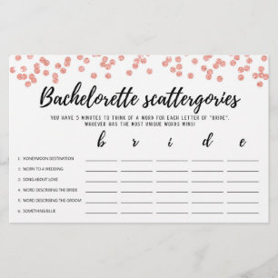 Bachelorette Scattergories editierbares Bridal-Spi