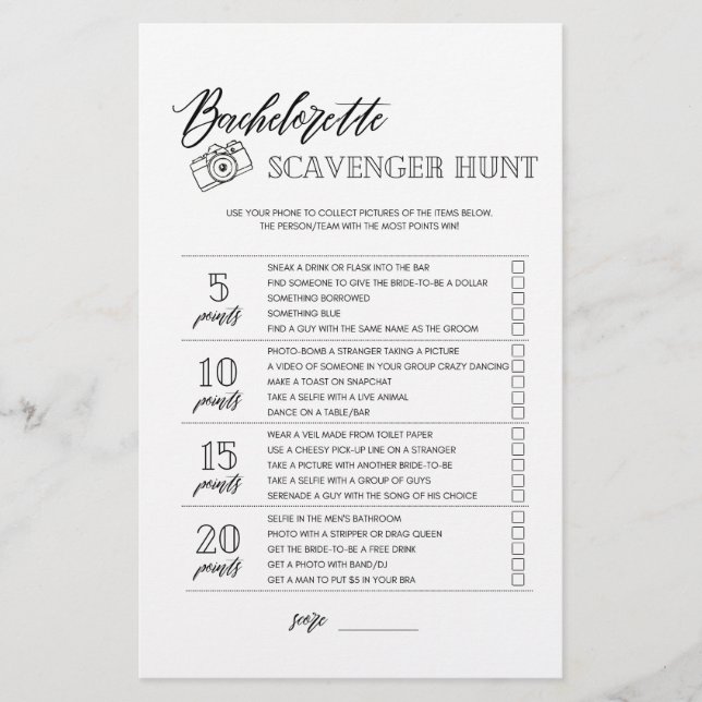 Bachelorette Scavenger Brautparty Flyer (Vorne)