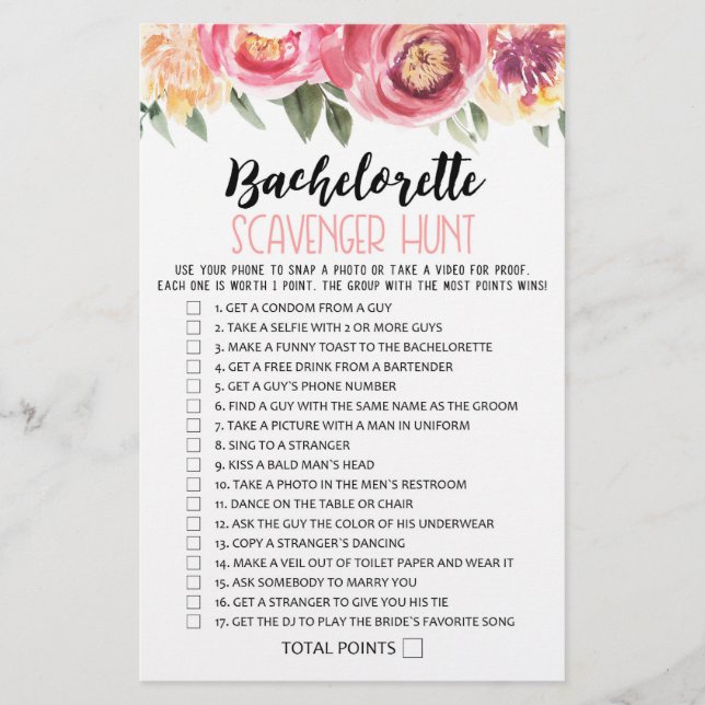 Bachelorette Scavenger Hunt Hen Party (Vorderseite)