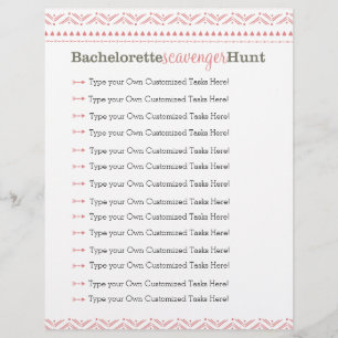 Bachelorette Scavenger Jagd Spiel Rosa Stamm
