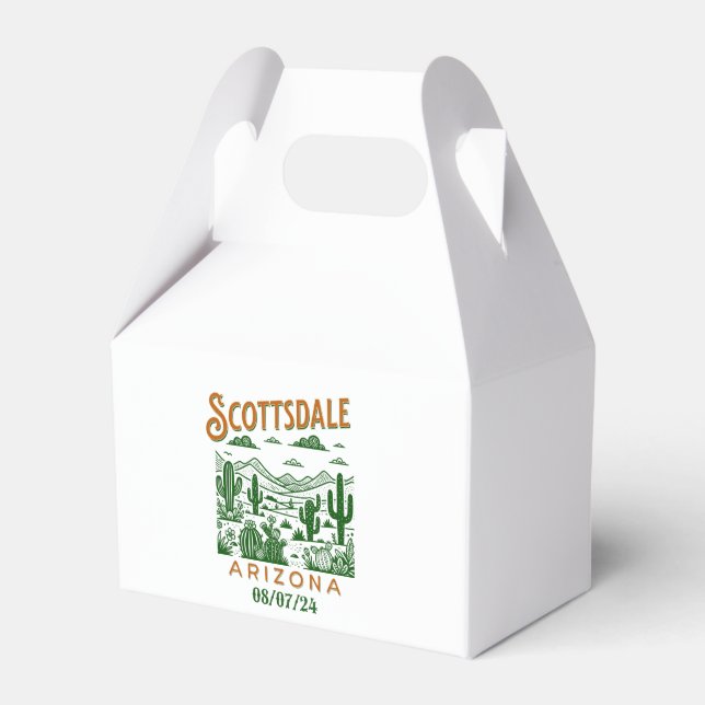 bachelorette scottsdale retro desert custom date geschenkschachtel (Vorderseite)