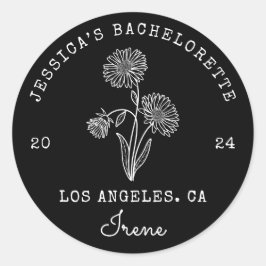 Bachelorette September Aster Geburtstagsmonat Blum Runder Aufkleber
