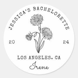 Bachelorette September Aster Geburtstagsmonat Blum Runder Aufkleber
