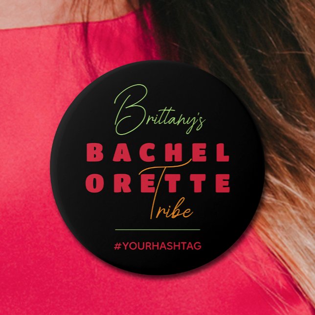 Bachelorette Stamm Hashtag Button (Personalized Button for her Bachelorette Party)