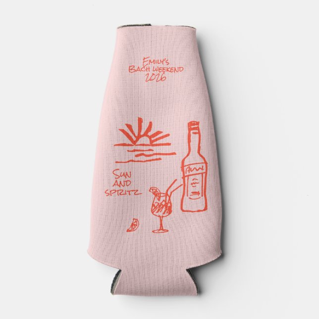 Bachelorette Sun und Spritz Einladung Flaschenkühler (Vorderseite)