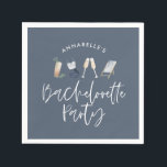 Bachelorette-Syndrom Serviette<br><div class="desc">Navy blauer Sommer gürlich moderne Champagner Script Junggeselinnen-Abschied Design.</div>