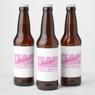 Bachelorette Team Bride Wedding Cool Retro Rosa Bierflaschenetikett