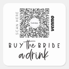 Bachelorette Venmo QR Code Kaufen Sie die Braut ei Quadratischer Aufkleber