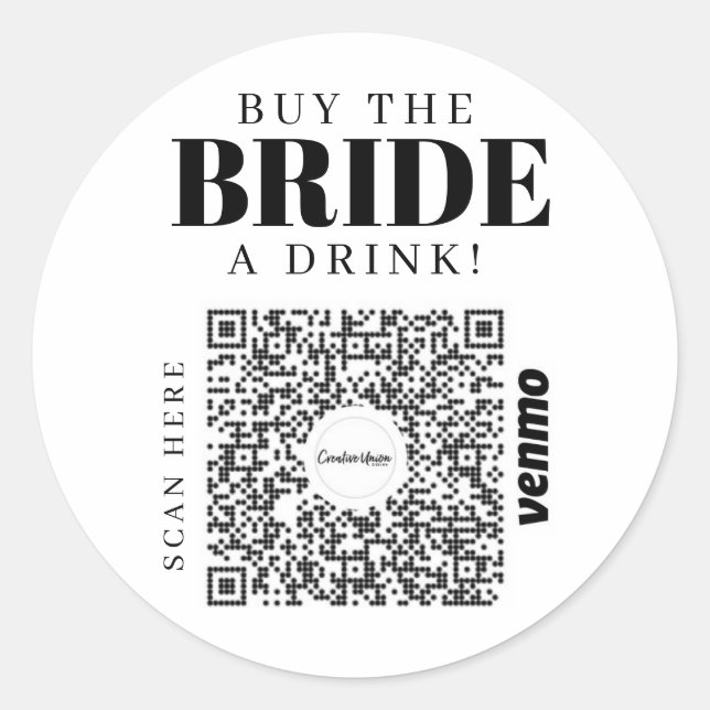 Bachelorette Venmo QR Code Kaufen Sie die Braut ei Runder Aufkleber (Vorderseite)