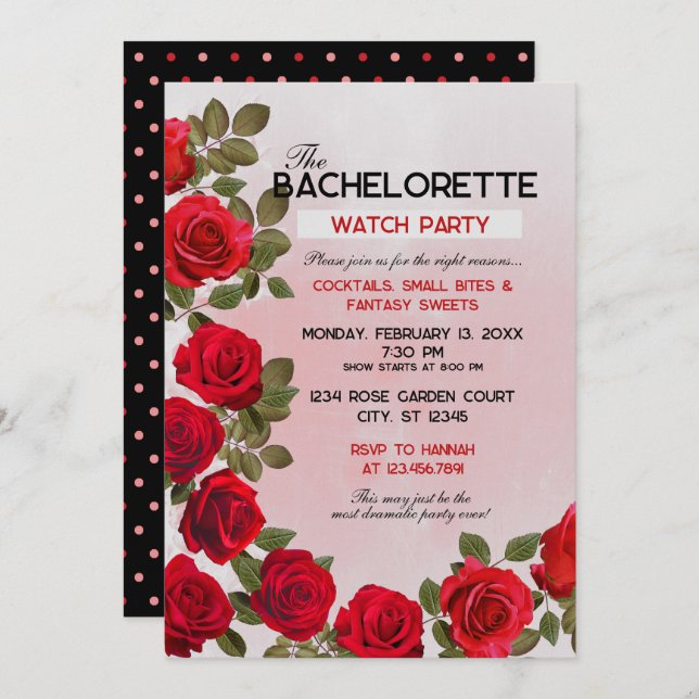 Bachelorette Watch Party Einladung, 5 Zoll x 7 Zol Einladung (Vorne/Hinten)