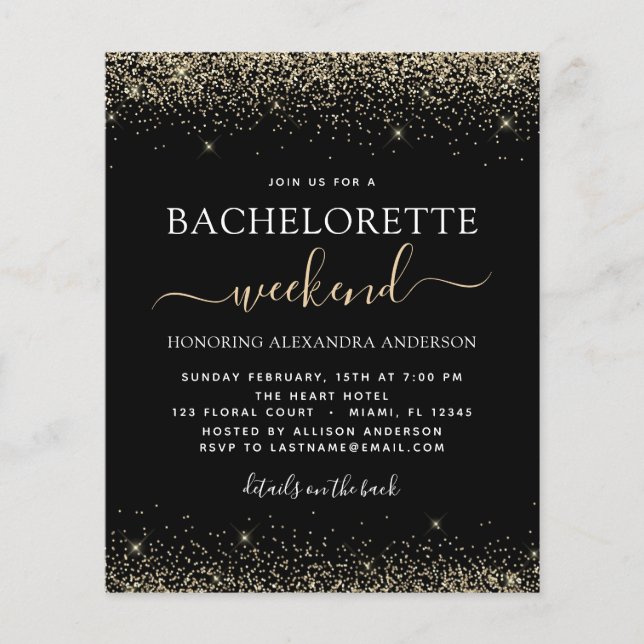Bachelorette Weekend Gold Moderner Glitzer (Vorderseite)