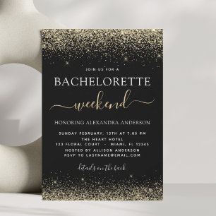 Bachelorette Weekend Gold Modernes Glitzer Party Einladung