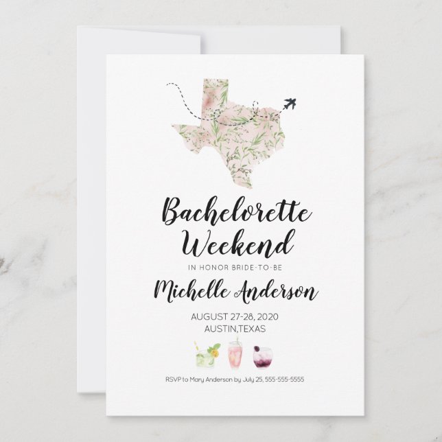 Bachelorette Weekend in Austin Texas Einladung (Vorderseite)